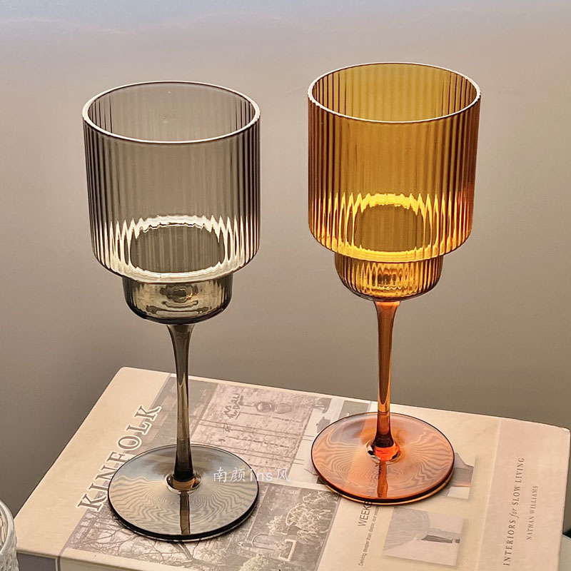 Glow In The Dark Party Glasses - 350ml Color Nordic Stripe Goblet Wine