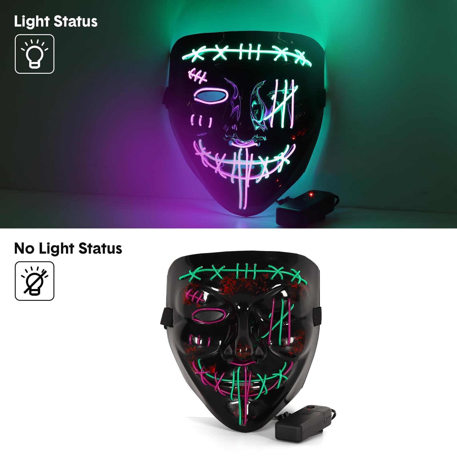 3 PACK Halloween Scary Mask LE - đánh giá và giá Led Purge Mask Halloween