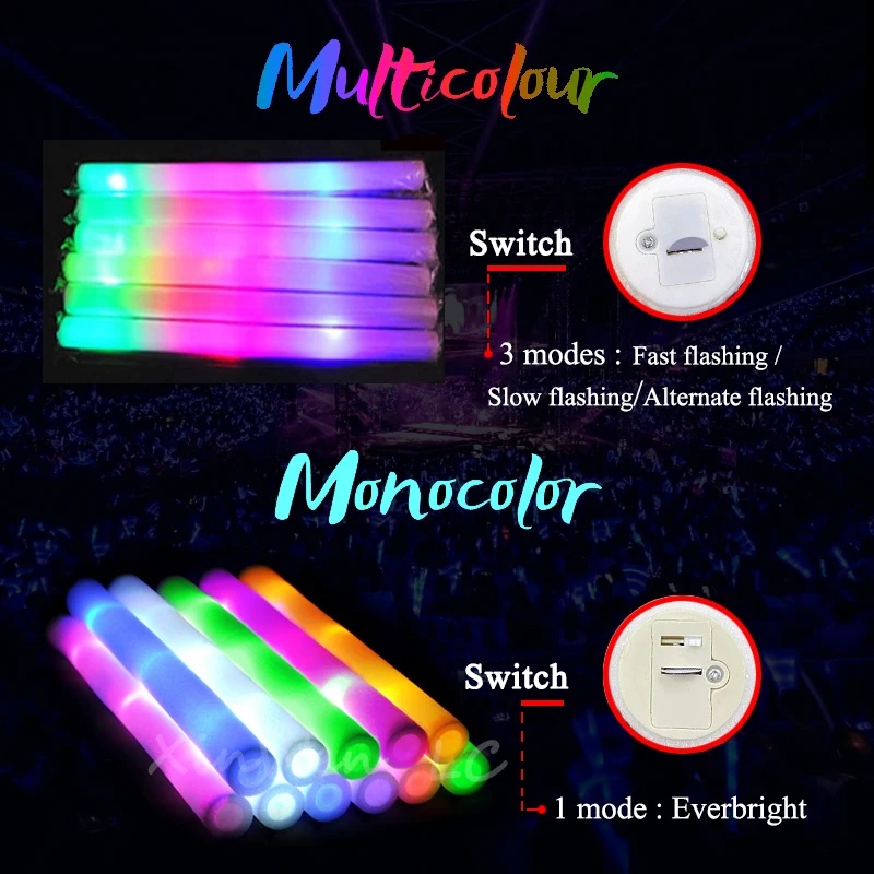 1/15/30Pcs Colourful Flashing  - đánh giá và giá Flashing Led Foam Sticks Party
