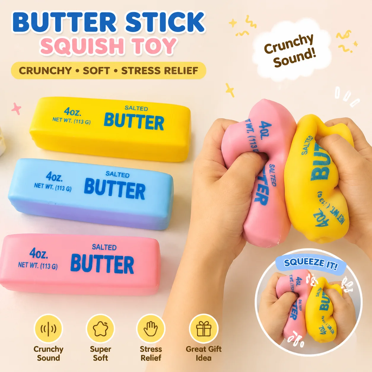 Realistic Butter Stick Squishy - đánh giá và giá Novelty Gifts