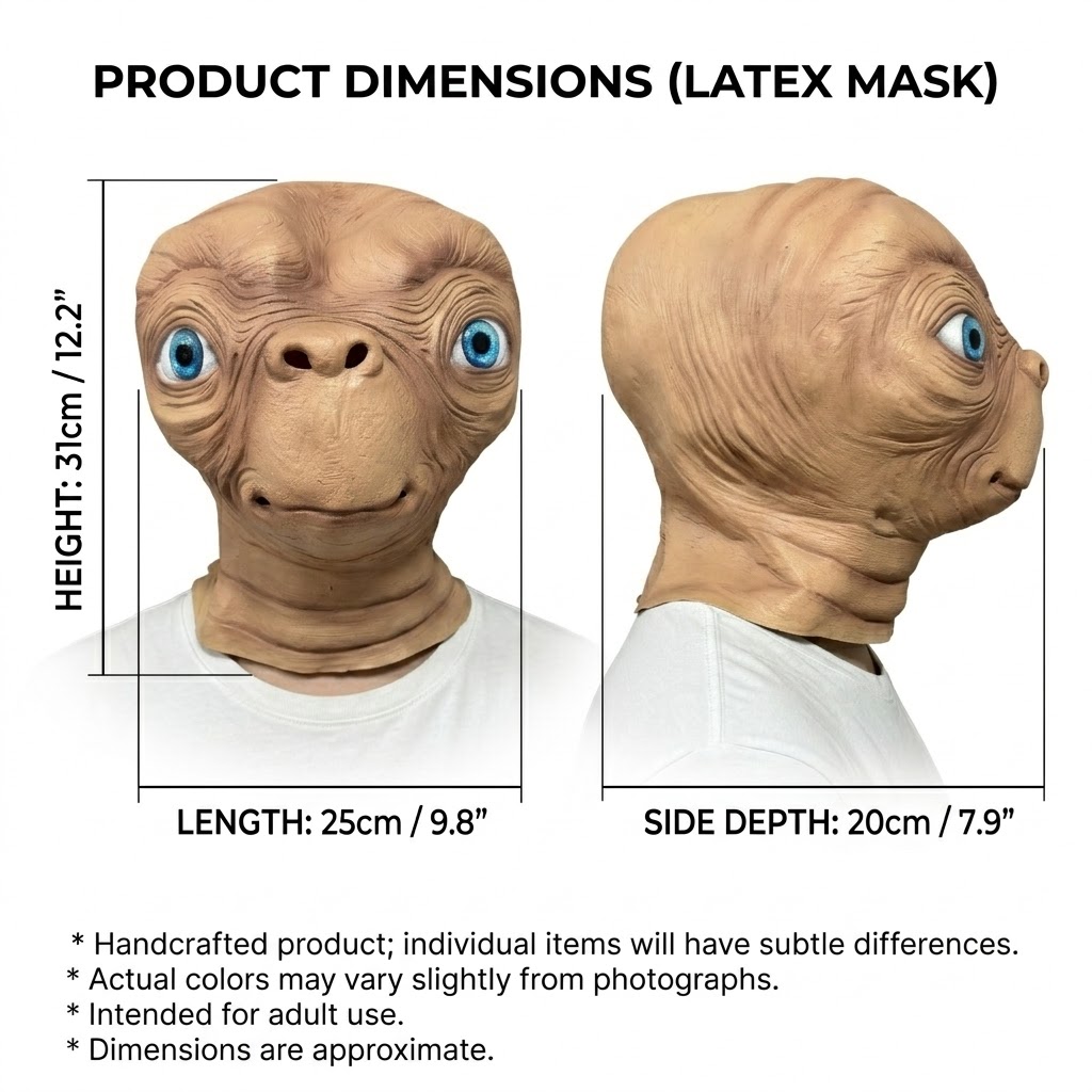 ET Alien Latex Mask Halloween  - đánh giá và giá Latex Alien Mask Realistic