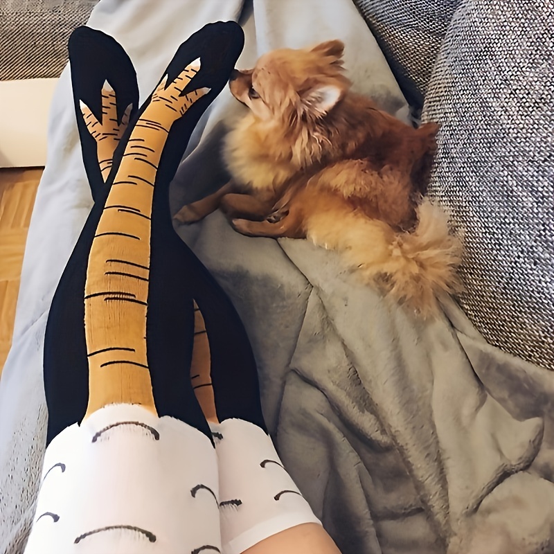 1/2 Pairs Women Knee High Sock - đánh giá và giá Funny Chicken Leg Socks
