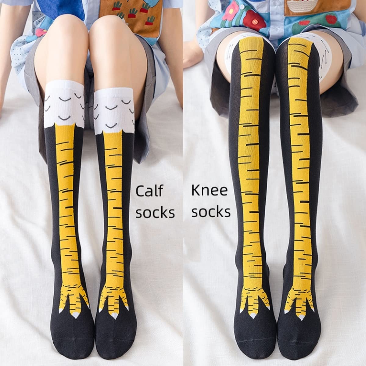 1/2/5 Pairs Women Knee High So - đánh giá và giá Funny Chicken Leg Socks
